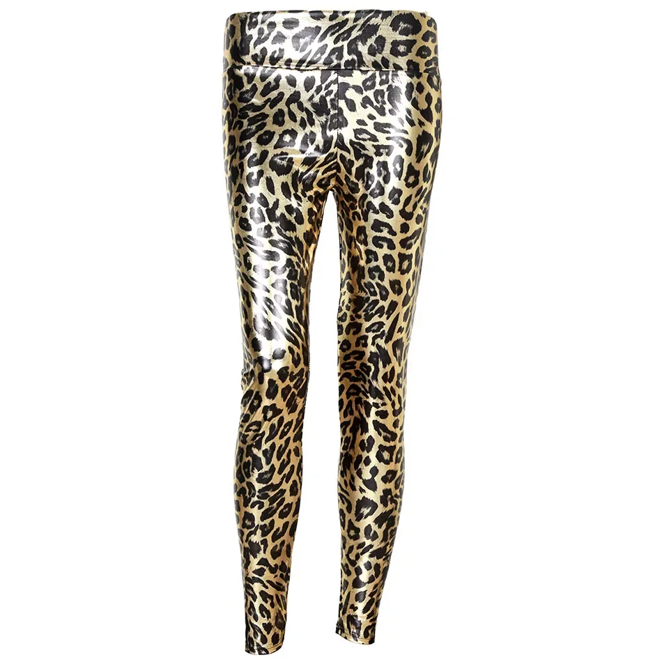 

Leopard Leggings women's gold mid waist Leggings Female Shiny leopard elastic Ankle-Length Leggings fashion Pants