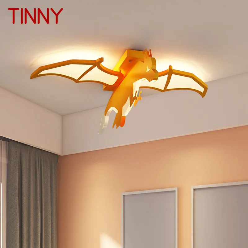 

TINNY Children's Dinosaur Ceiling Lamp LED Creative Orange Cartoon Light For Kids Room Kindergarten Dimmable Remote Control