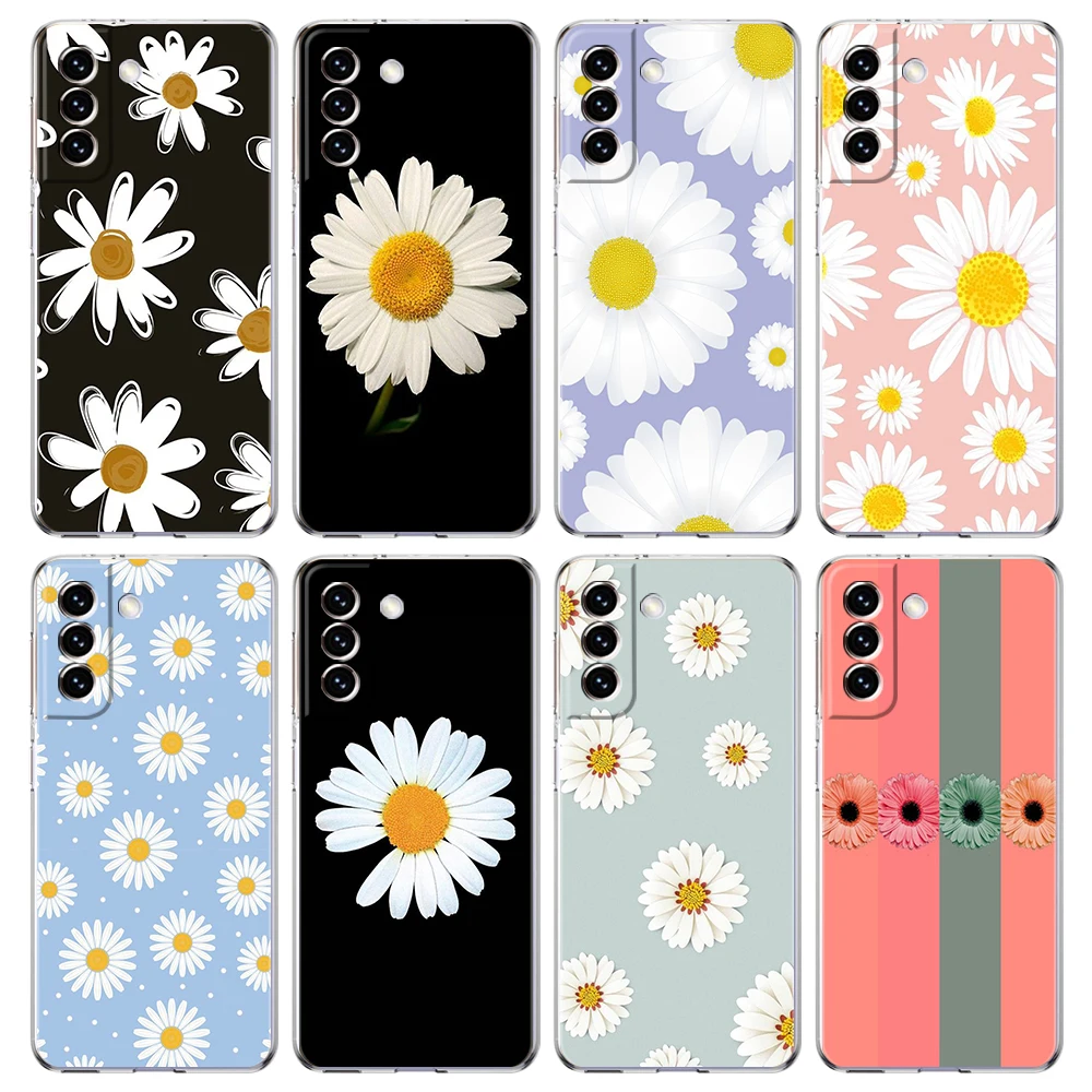 

Fresh Little Daisy Flower Case for Samsung S23 S22 S21 S20 Ultra S20 FE S9 M22 M32 M31 S10 S10E Note 20 Plus Transparent Shell