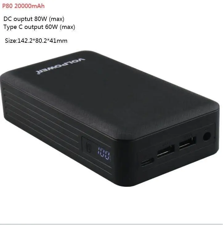 

PD 60W Power Bank 20000mah Laptop Power Bank DC Output 5V 6V 9V 12V 14V 15V 16V 19V 20V 24V for Macbook