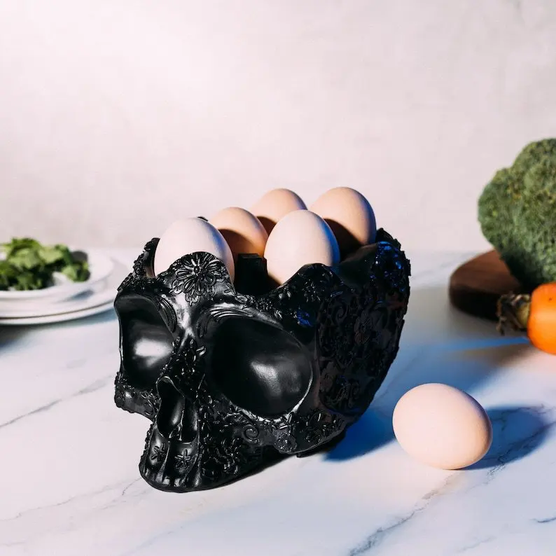 

Halloween Gothic Skeleton egg holder resin craft egg rack skull egg rack healing