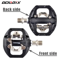 goldix mountain bike clipless pedals spd compatible mtb bicycle ultralight nylon fiber aluminum alloy self locking pedal