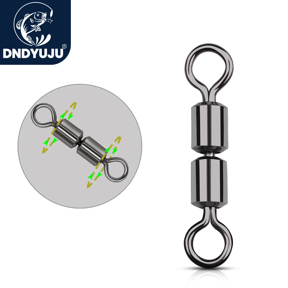 

DNDYUJU 30/50pcs Stainless Steel Double Ball Bearing Swivel Solid Fishing Connector High Speed Swivels Fishing Accessories