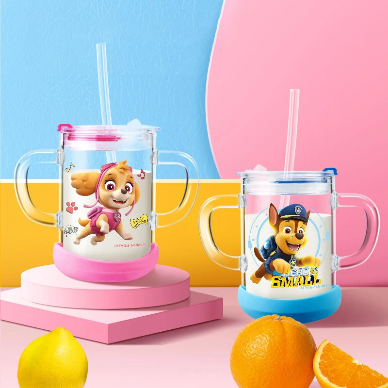 

Paw Patrol Cartoon Water Cup Chase Marshall Skye Anime Figures Children with Scale Milk Cup Drinking Baby Kids Straw Water Cup