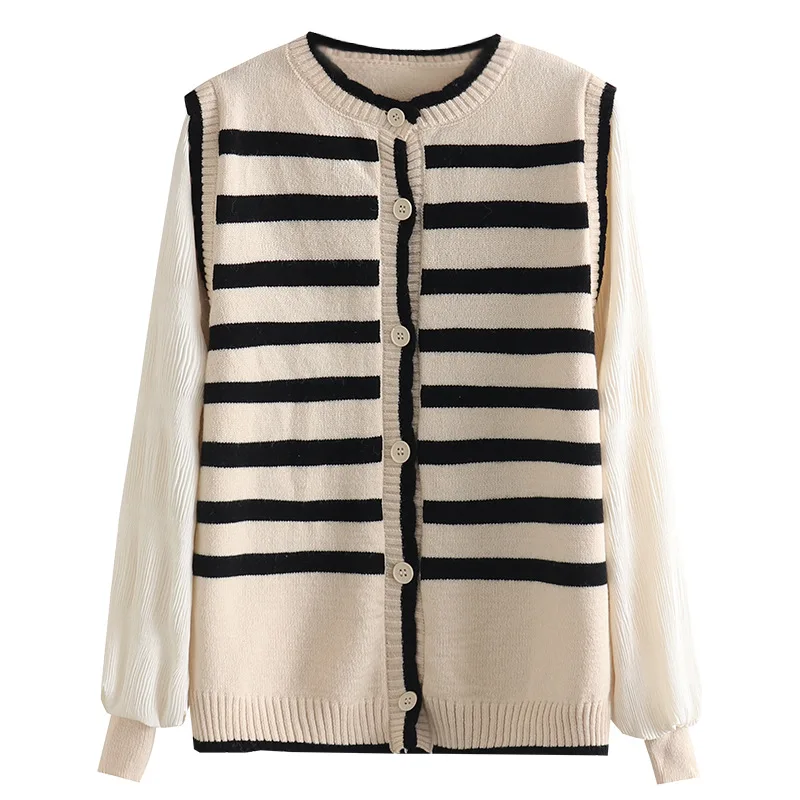 Женская футболка с длинными рукавами O - воротничками полосатая белая 3XL 4XL 5XL 6XL