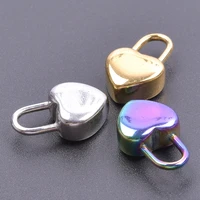 5pcs rainbow gold color stainless steel love heart lock charms pendant accessory necklace earring keychain diy jewelry making