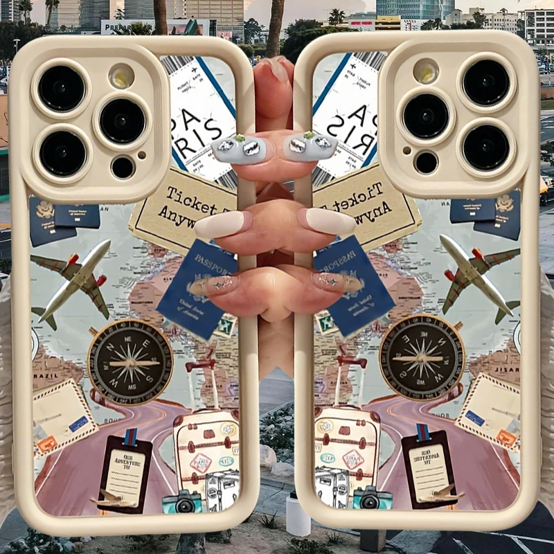 Фото Чехол для телефона Stamp Map для Samsung Galaxy S25 Ultra Plus S24 S23 S22 S21 S20 FE A73 A72 A71 A56 A55 A54 5G A52 A52S A51 4G Cover №1