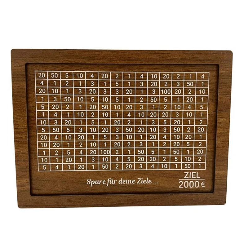 

Wooden Money Box, Piggy Bank, Money Box (Ready Assembled) with 2000 Euro Target, for Easy and Pleasant Saving
