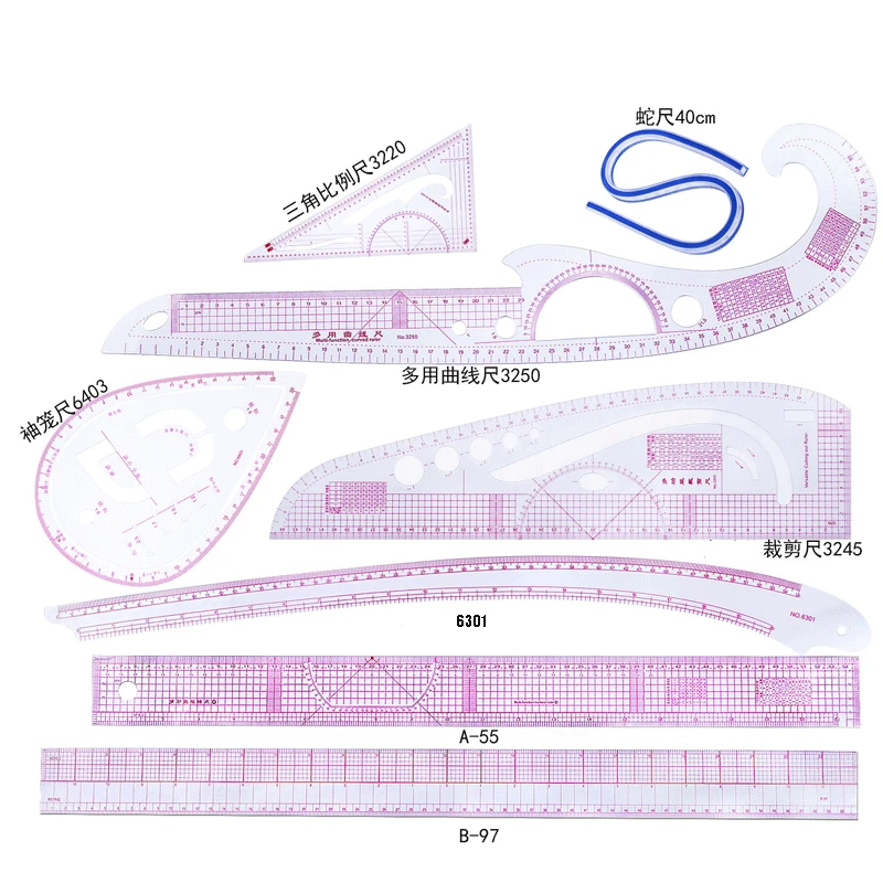 

Multifunction Patchwork Ruler Plastic French Curve Sewing Ruler Measure Tailor Ruler Making Clothing Bend Ruler Tools