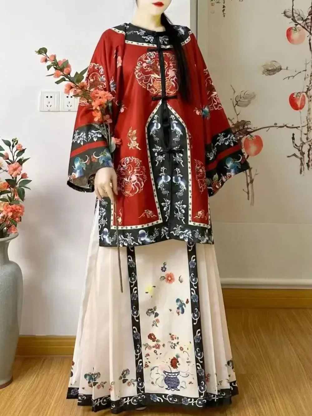 Комплект из 2 предметов Женская Китайская традиционная одежда халат и юбка в виде