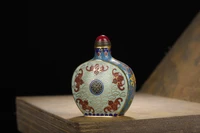3 chinese folk collection old bronze cloisonne enamel bat five blessings and longevity snuff bottle office ornament town house