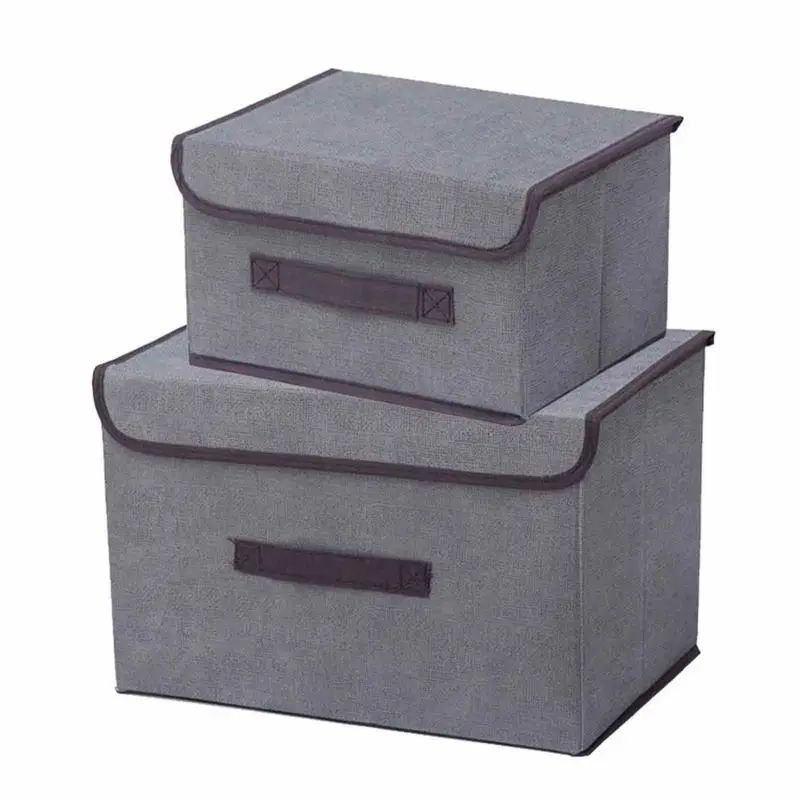 

Washable Non-woven Fabric Folding Storage Box Foldable Bins Toys Organizer With Lid Storage Basket Wardrobe Organizer