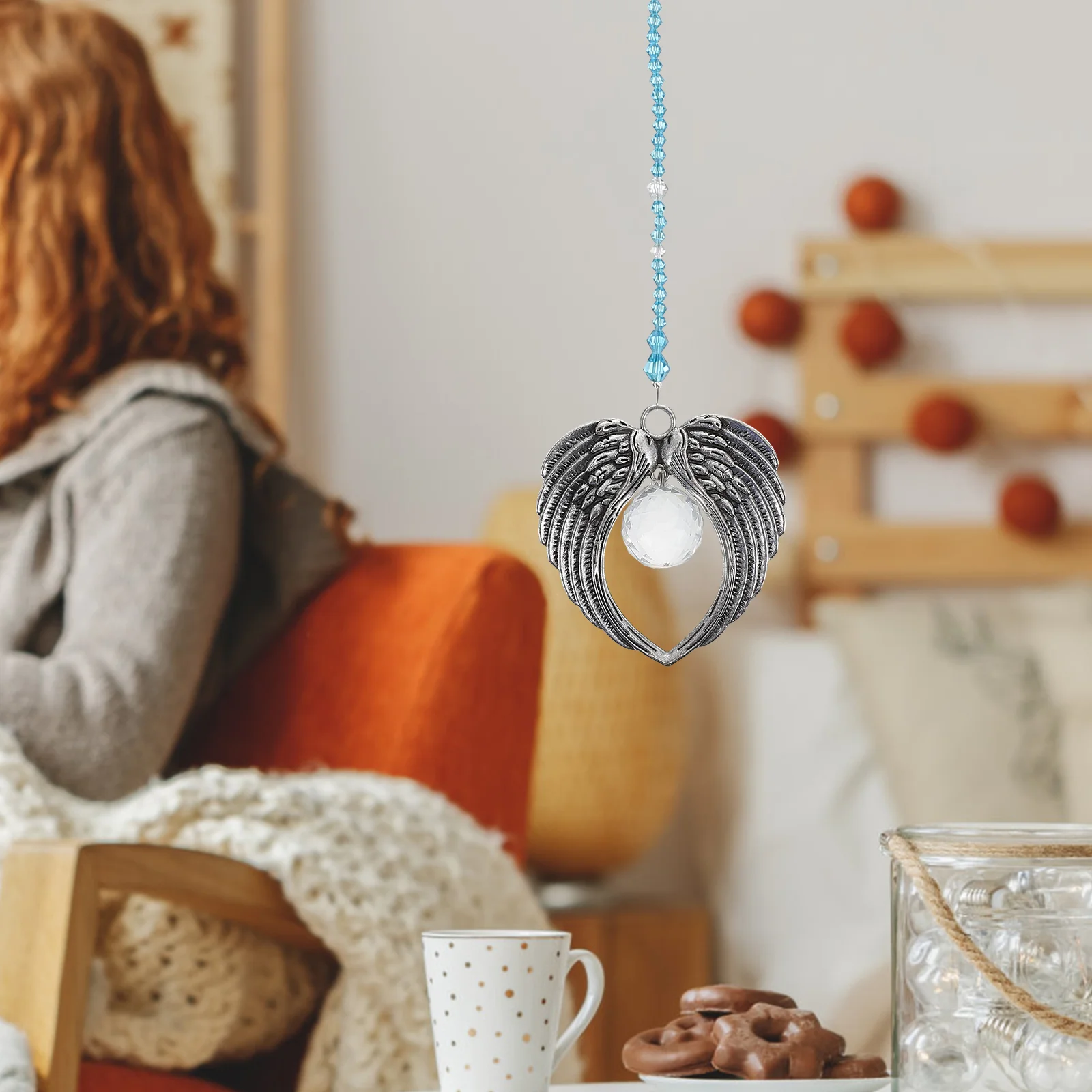 Crystal Pendant Angel Wings Decor Pendants Decorations Home Grace Warm Hanging Decors Zinc Alloy Ornaments Delicate Memorial