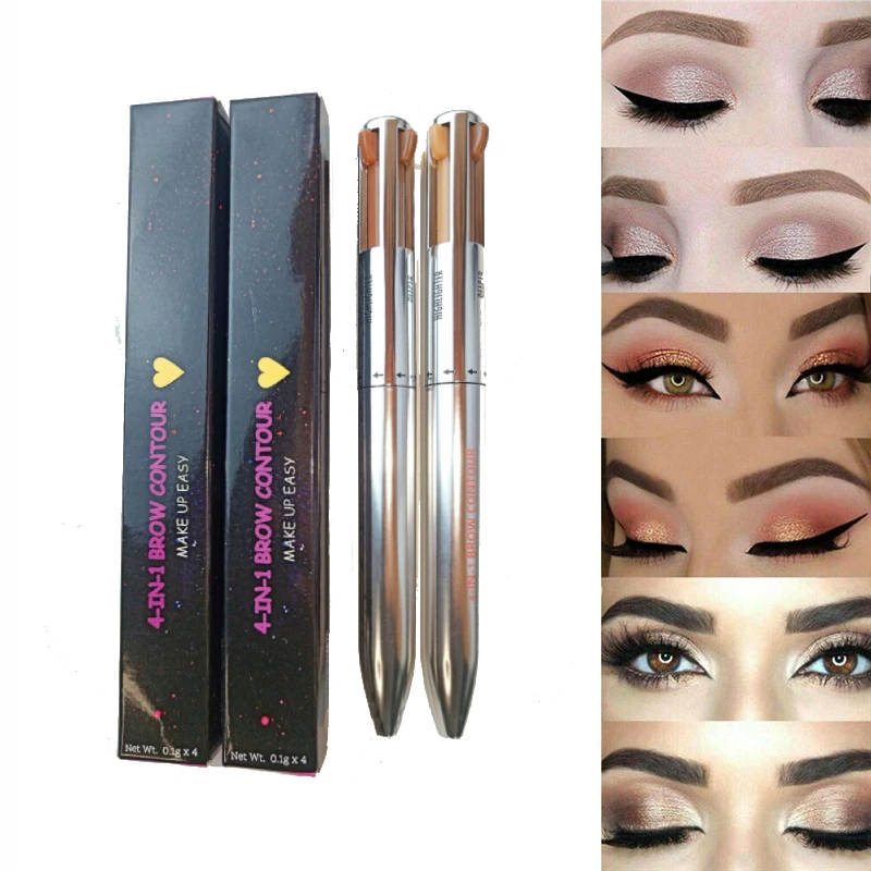 4-In-1 Multi-Effect Makeup Pencil Eyebrow Eyeliner Lip Liner Matte Lip Liner + Lip Gloss Combination Lasting Rich Color Lipstick