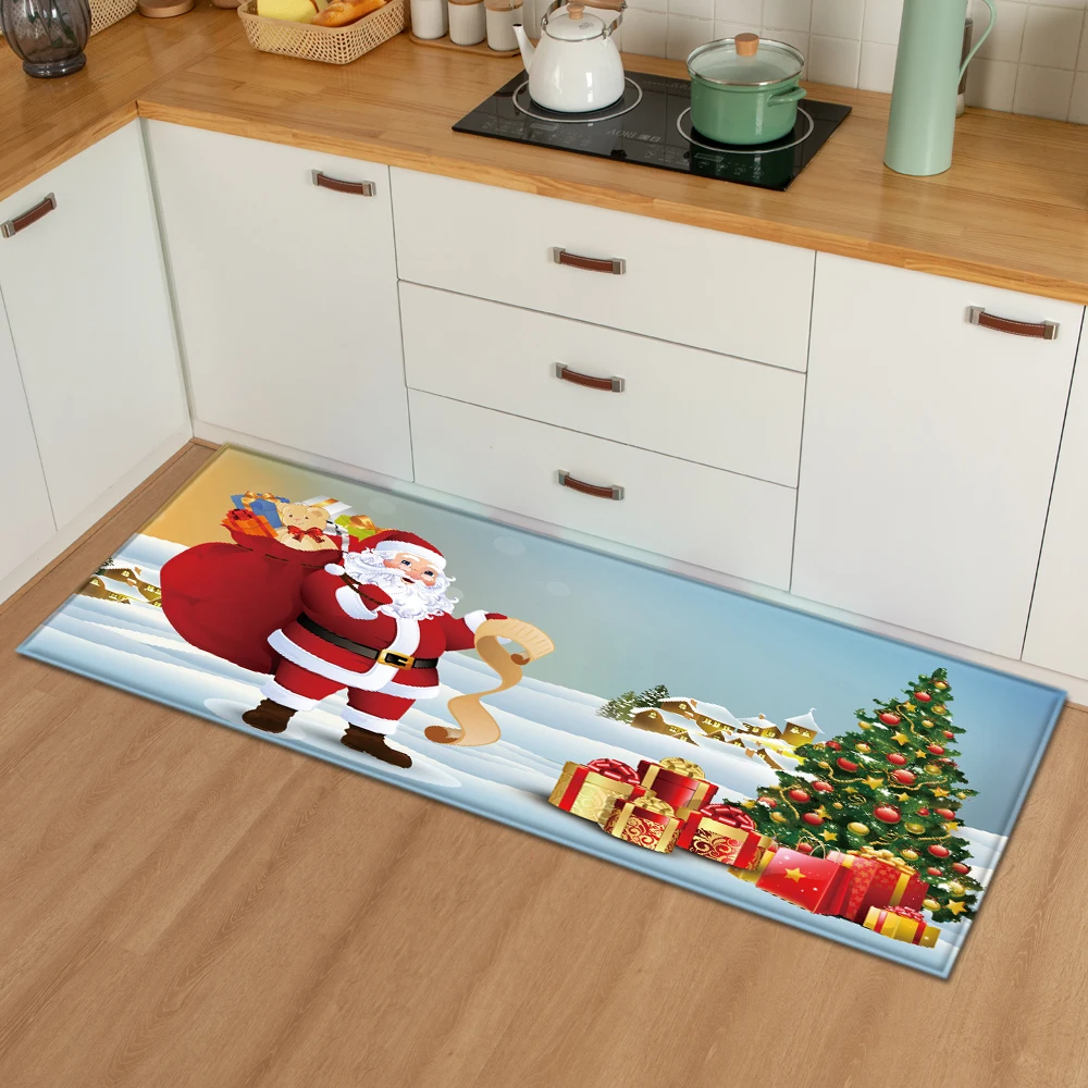 

Рождественский кухонный коврик, коврик для входа в спальню, 3D узор, Домашний напольный декор, ковер для гостиной, нескользящий коврик для ванной комнаты, коврик для салона