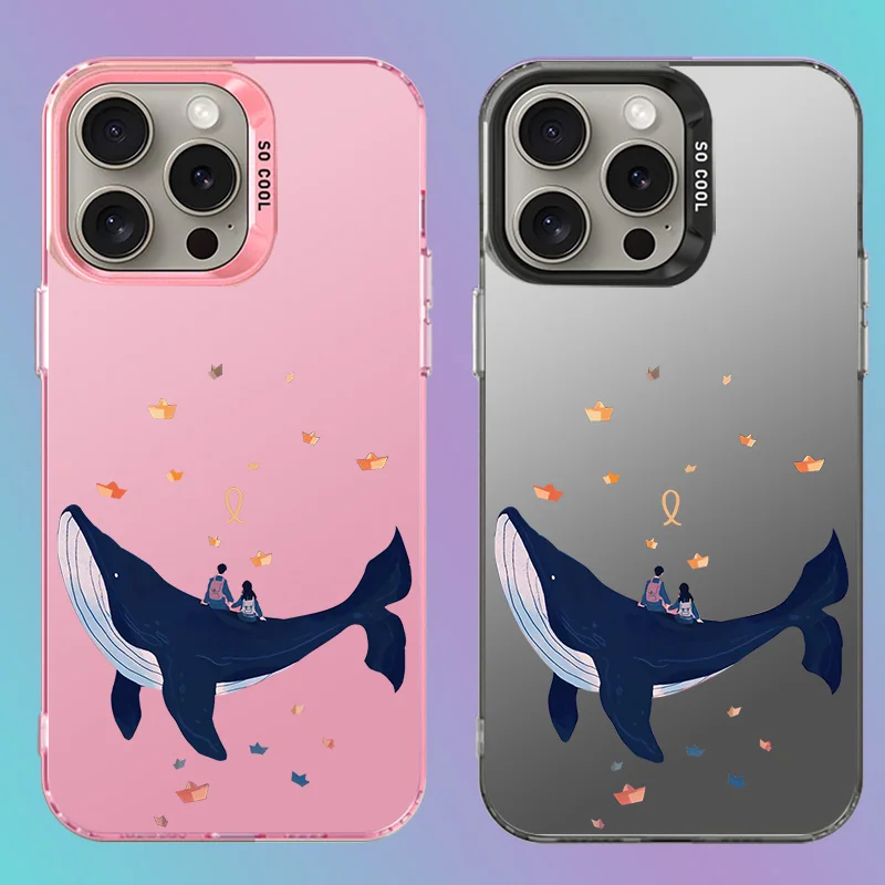 Чехол для iphone 14 15 plus Pro Max чехол телефона с голубым Китом