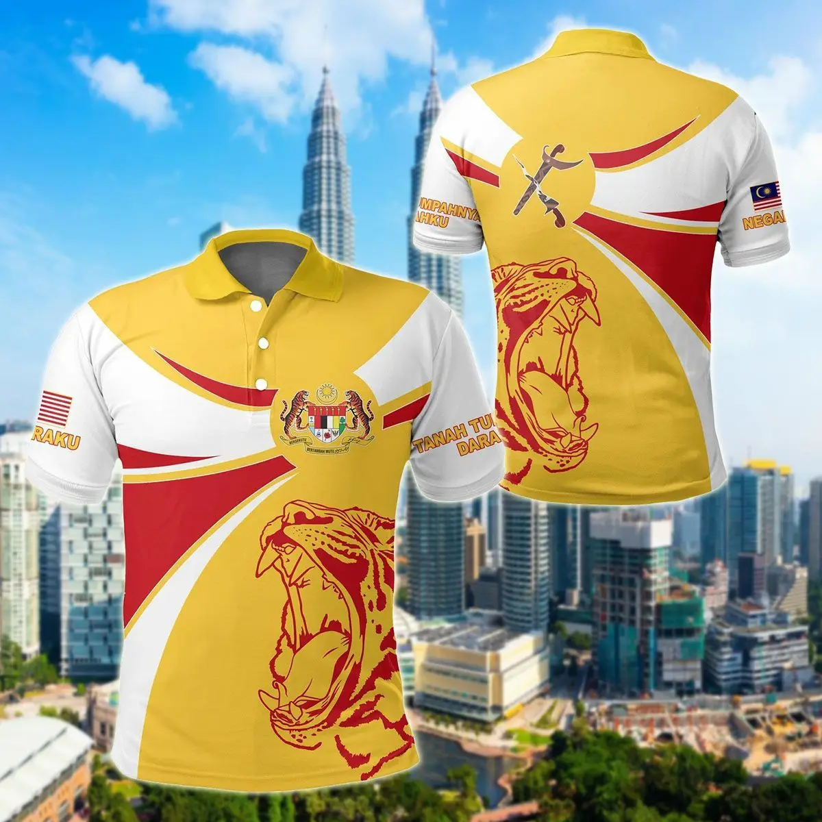 

Malaysia Flag & Coat of Arms Customized Polo Shirts Summer Casual Streetwear Men's Fashion Loose Jersey Plus Size Sportswear