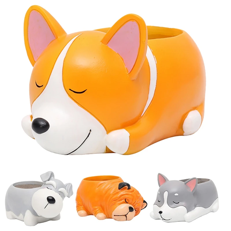 

Горшок полимерный декоративный с мультяшным изображением собаки, суккулента, кактуса, 1 шт.