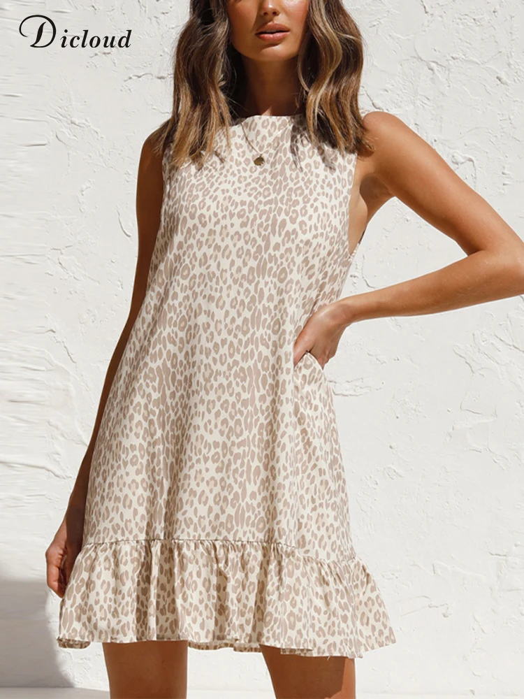 DICLOUD пляжное летнее платье для женщин 2022 элегантный сексуальный леопардовый