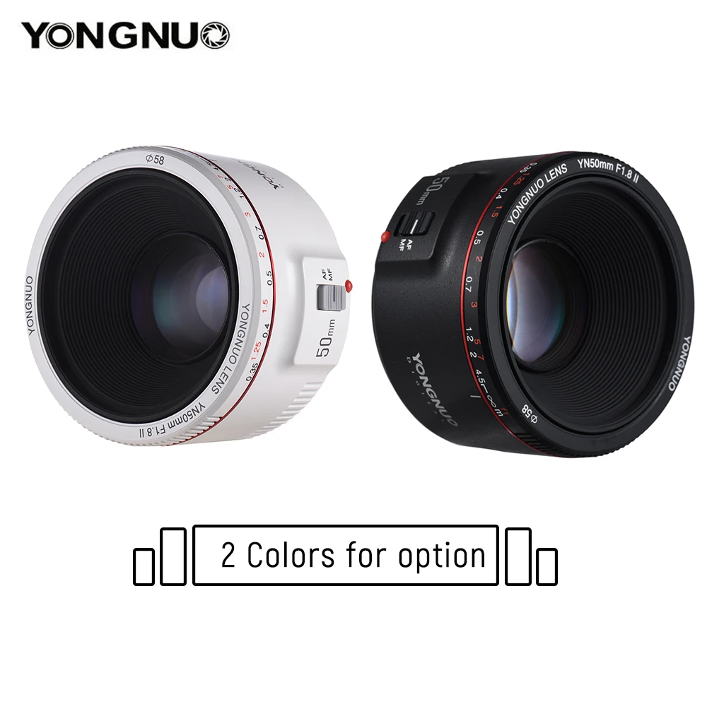 Yongnuo YN50MM F1.8 II Белый AF/MF 0 35 м Расстояние фокусировки Стандартный объектив Prime для
