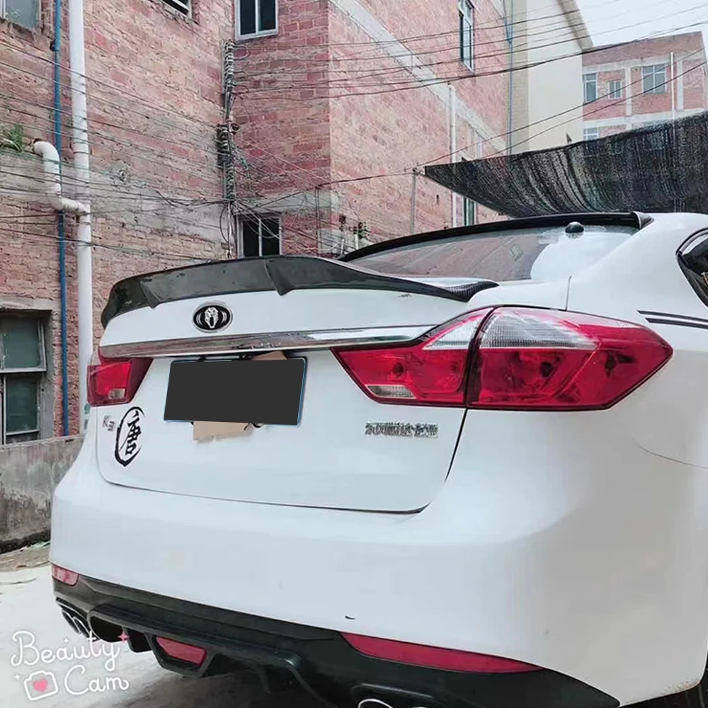 

R Style FRP/Carbon Fiber Material Rear Trunk Lid Car Spoiler Wings For Kia K3 2012 13 14 15 16 17 Black Tuning Accessories