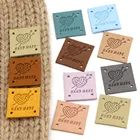 Этикетки ручной работы в форме сердца, кожаные этикетки для одежды ручной работы, этикетки для шляп, вязаные Швейные аксессуары, 20 шт., 25 мм