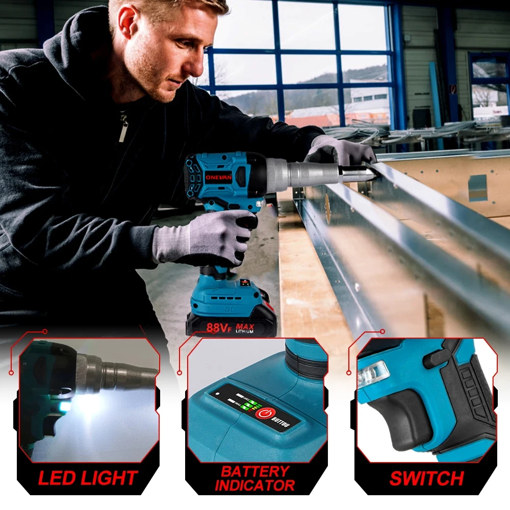 Бесщеточный автоматический перезаряжаемый пистолет для заклепок съемник