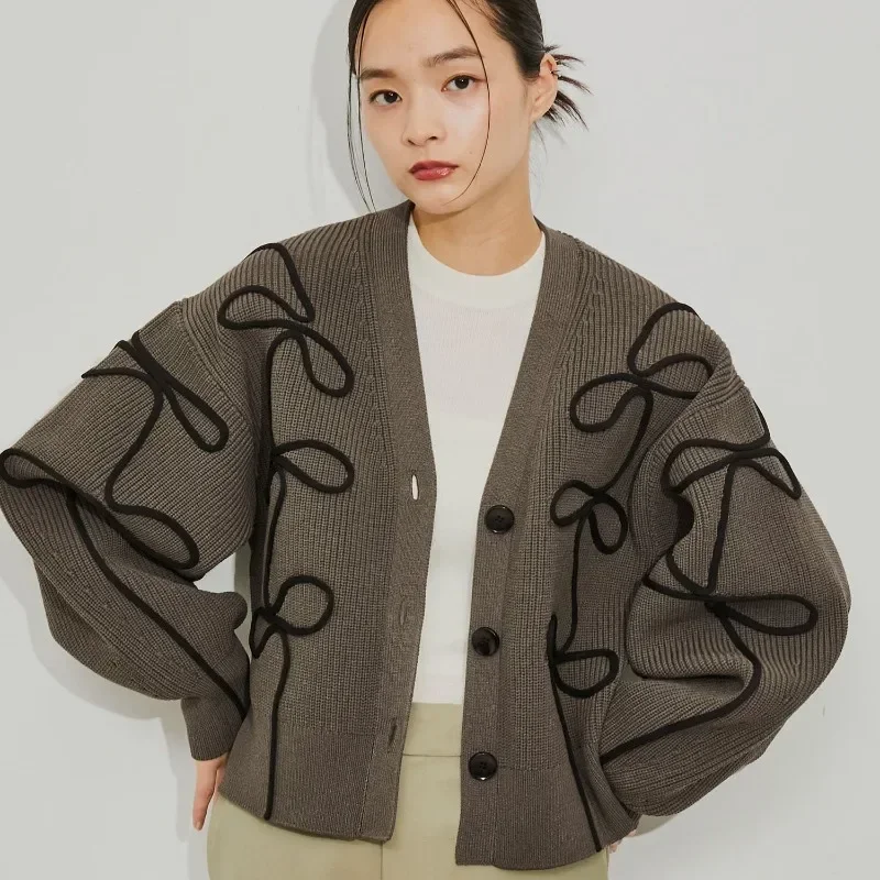 Panhua Knitted Cardigan Sweater Jacket Women's Autumn Korean Fashion V-neck Long Sleeve Casual Loose Knitwear Tops Female Jumper