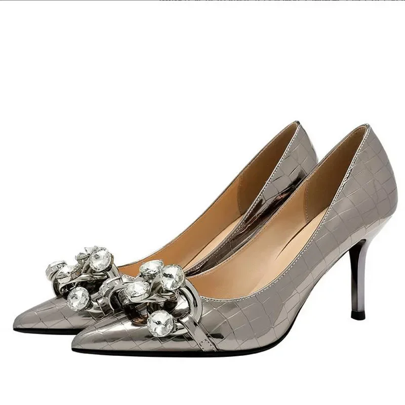 Роскошные брендовые туфли-лодочки с кристаллами и цветами 5 см пикантные женские