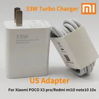 us 33w xiaomi poco x3 pro charger us adapter turbo charge 6a type c cable for poco x3 pro redmi note 9 pro 10 pro mi 9 10 k30