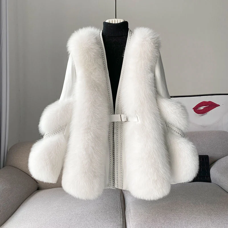 2022 New Winter Imitation Fox Fur Jacket Women Overcoat Fashion Loose Thicken Warm Parka Female Fur Casaco Outerwear