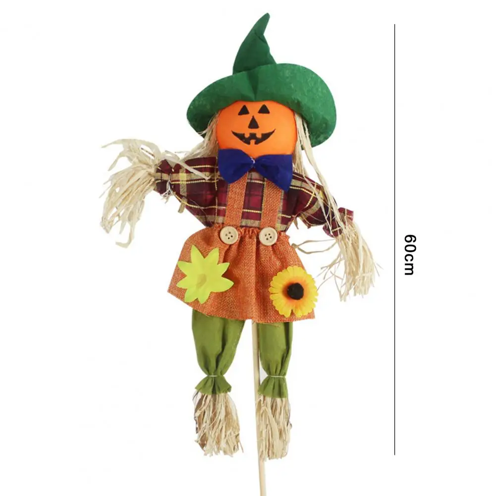 

Durable Excellent Fall Autumn Harvest Scarecrow Decoration with Bucket Straw Doll Eye-catching for Garden