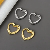 small s925 heart earrings for women girls simple polish hoop earrings vintage jewelry valentines day gifts pendientes bijoux