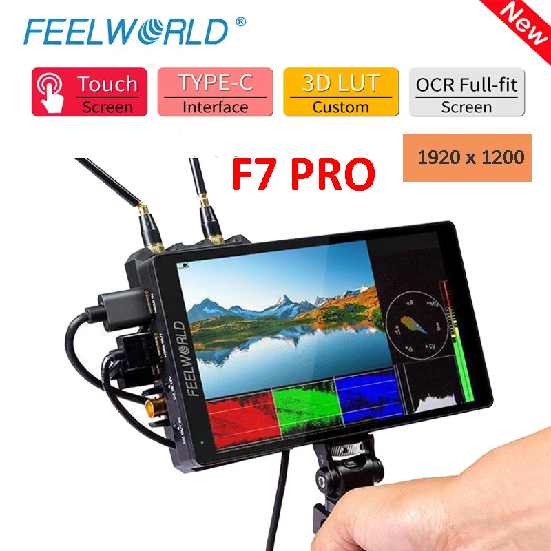 

FEELWORLD F7 PRO 7" IPS Touch Screen3D LUT DSLR On-Camera Field Director Monitor HDMI 4K 60Hz HD with F970 External Power Pane