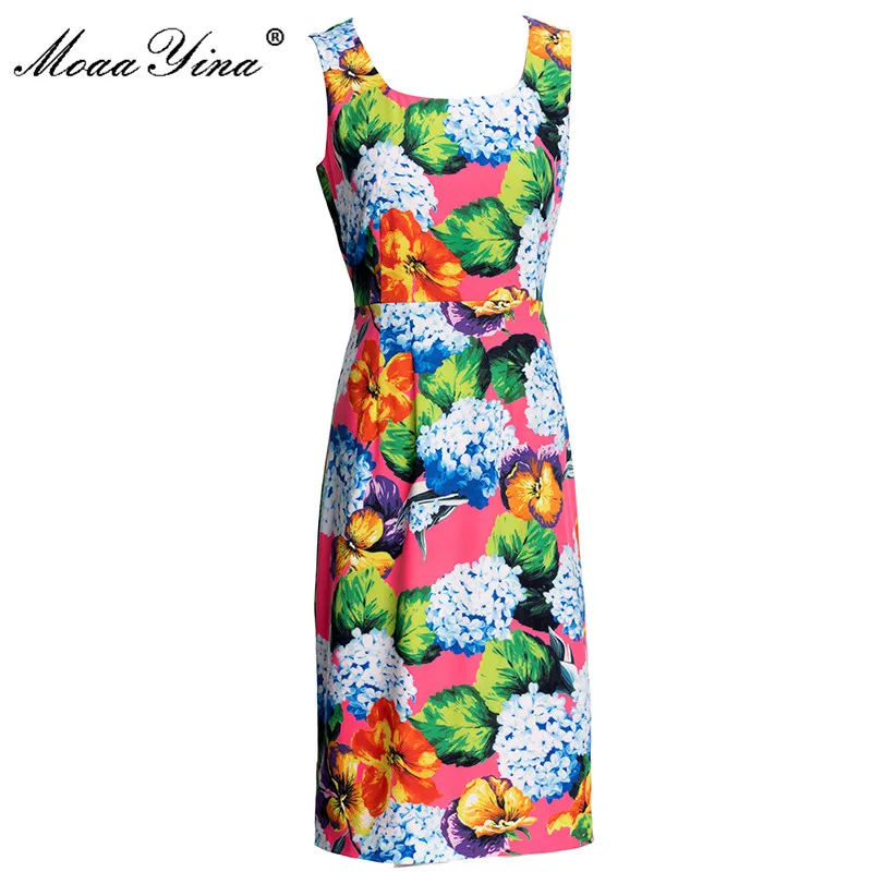 

Женское платье без рукавов MoaaYina, элегантное винтажное платье миди с цветочным принтом, вечерние платья для отпуска на лето