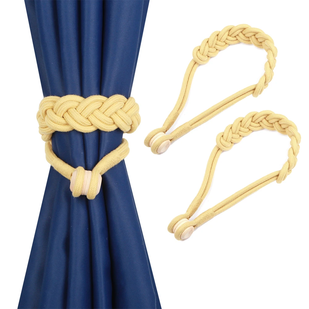 2Pcs Magnetic Curtain Tieback Hand Weave Holdback Window Drape Tie Home Decoration Curtains Holder Buckle Rope Clip Gesp Banden