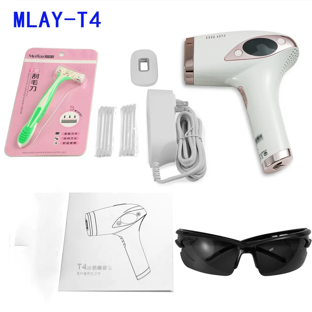 Enlarge Mlay Laser T4 Laser Hair Removal With Foot Sharpener Device Malay ICE Cold IPL Epilation 500000 Flashes IPL Laser Hair Removal