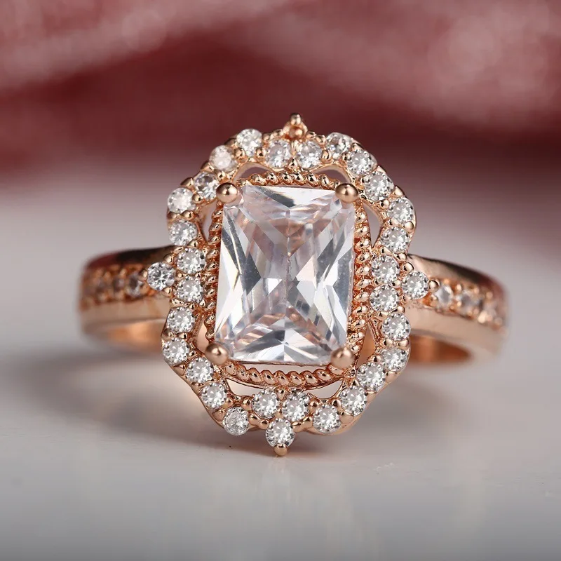 

l Engagement Rings White Zircon Ring For Women Zircon Ring Crystal Jewelry Wedding Rings For Ladies