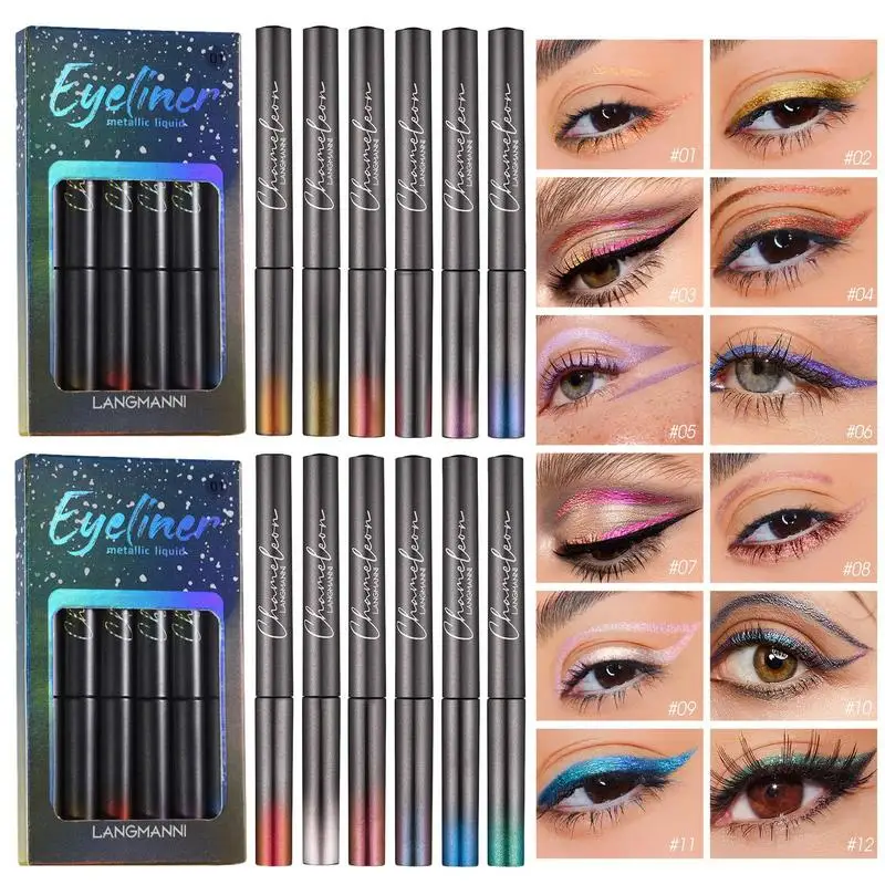 

Sparkle Eyeliner 6 Color Long Lasting Waterproof Shiny Colored Eyeliners Glitter Eyeliner For Women And Girls Liquid Liner Set L