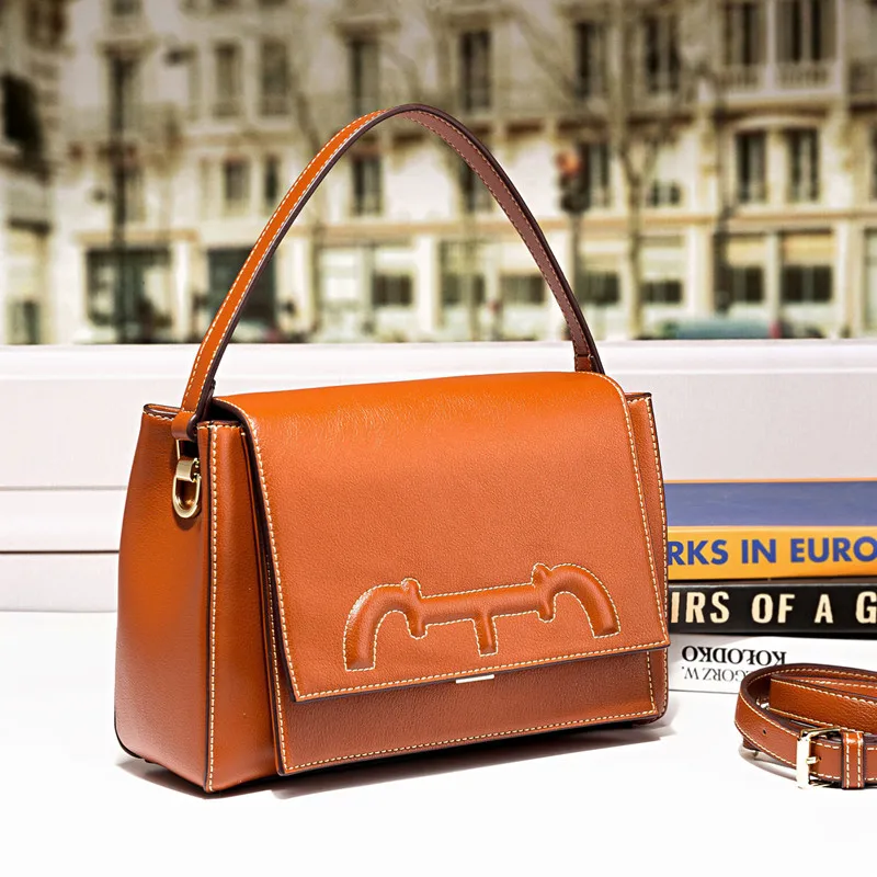 

CHCH HCHC 100% Genuine Leather Retro Women Crossbody Bag Top-handle Shoulder Flaps Luxury Brand Designer Purses High Quality Sac