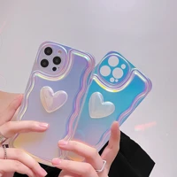 3d love heart laser glitter shockproof phone case for 13 12 11 pro max x xs max xr anti fall air cushion cases cover