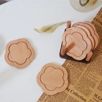 6pcs wooden cup mat tea coasters saucers creative insulation pads pot mats wooden coasters kitchen storage tools coasters