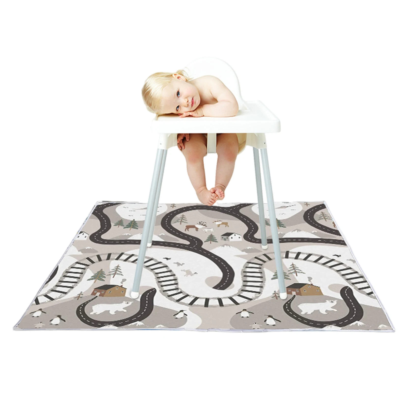 

51in Splat Mat For Under High Chair Arts Crafts Washable Spill Mat Water-resistant Anti-slip Floor Splash Mat Portable Play Mat