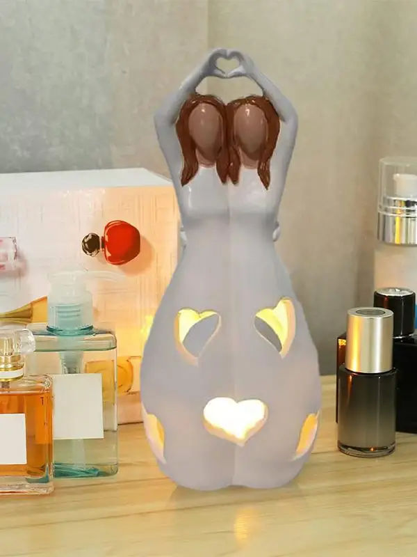

Best Friend Candle Holder Statue Flickering LED Candle Holder Statue Sister Bestie Birthday Gifts Home Decoration Candle Holder