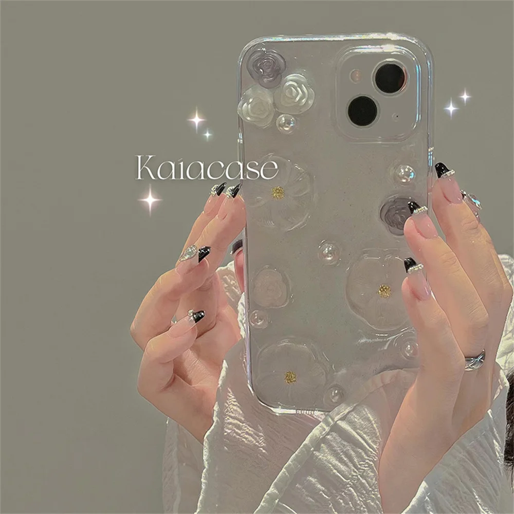 

Glue drop glitter flower protective case for Apple 14promax mobile phone case iphone13 12 fashionable mobile phone soft cover
