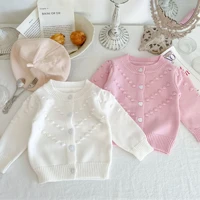 2022 autumn new infant toddler sweater baby girl long sleeve knit cardigan jacket princess cute pom pom sweater knit clothes