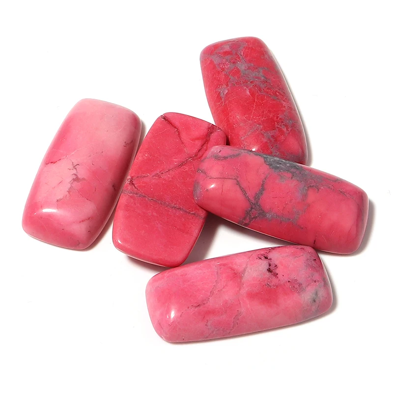 

5 шт. натуральный камень, ярко-розовый Бирюзовый Кабошон, круглые прямоугольные черные полосы для рукоделия, аксессуары для подвесок