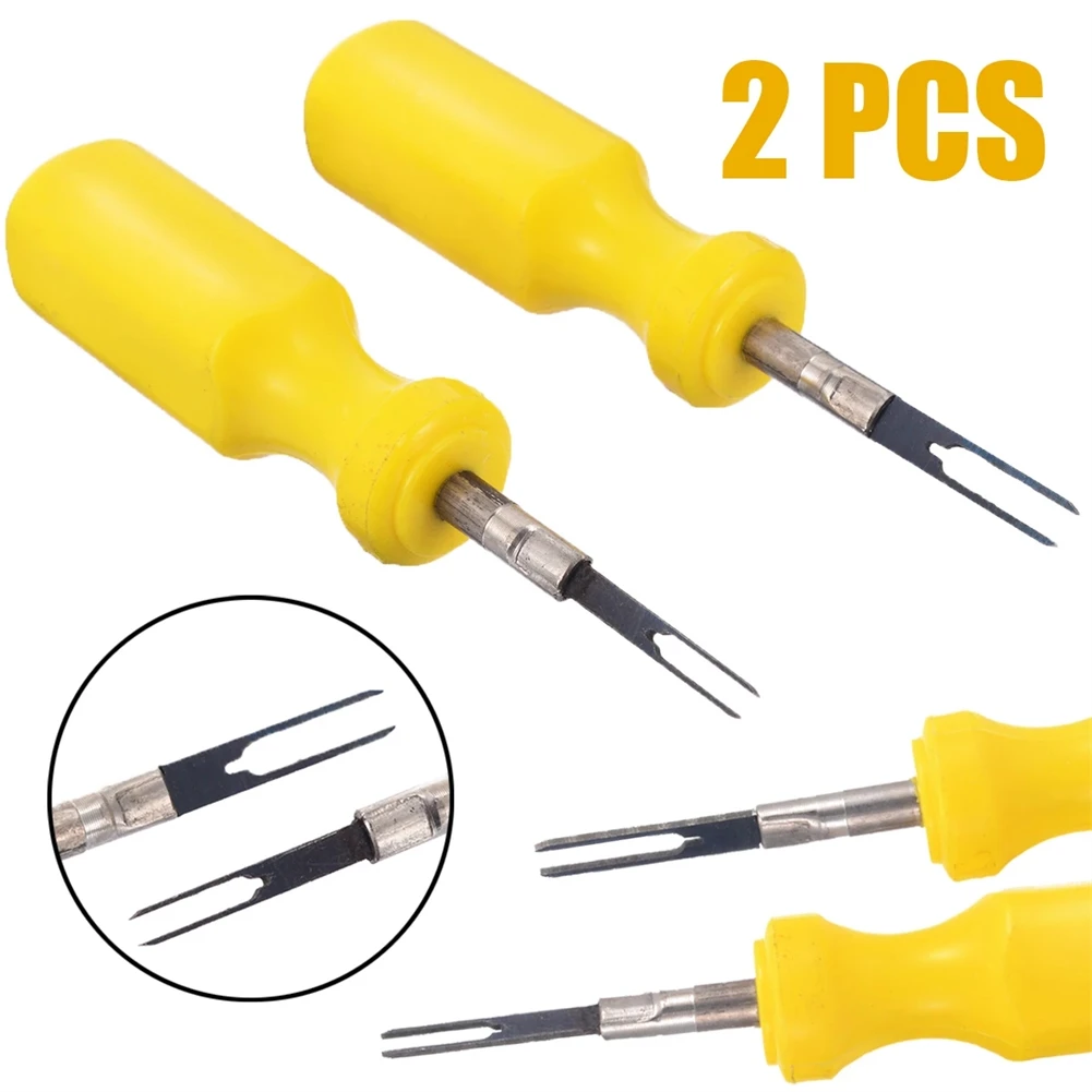 

Extractor Car Terminal Removal Tool 2 Pcs Assemble Crimp Connector Pin Crimp Kit Repair Release Pin Stianless Steel Yellow