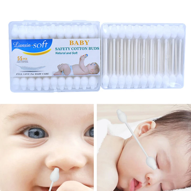 

50Pcs/Box Safety Baby Cotton Swab Gourd Shape Clean Baby Ears Sticks Health Medical Buds Tip Swabs Cotonete