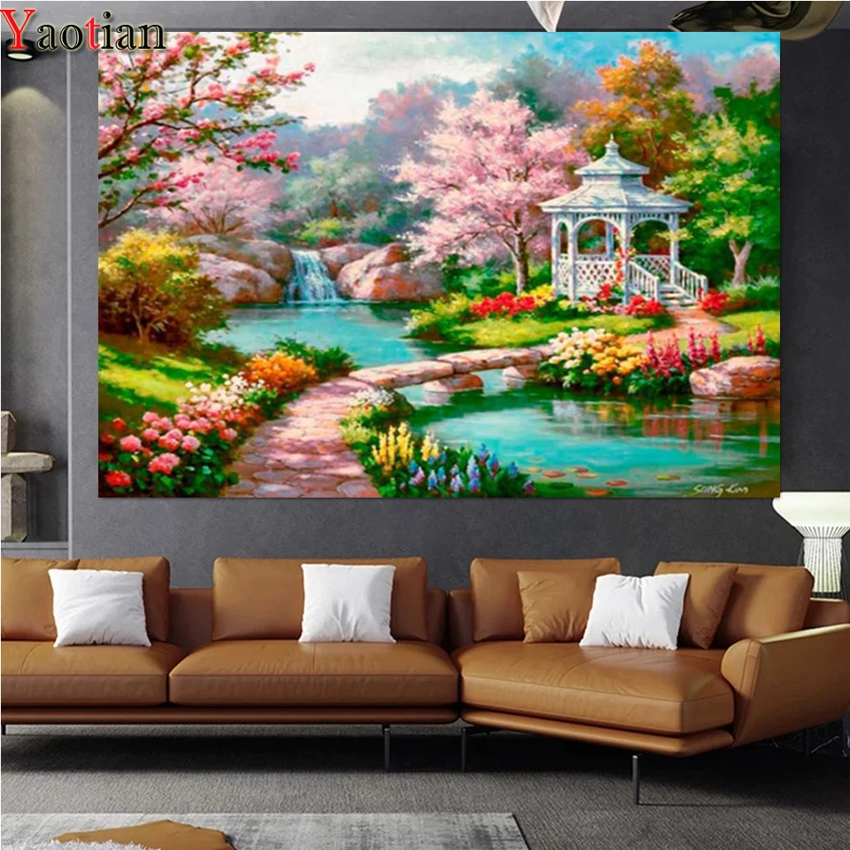 

Spring Flower Scenery Cross Stitch Diy Diamond Painting Full Square Drill Rhinestones Pictures Diamond Embroidery Handmade Gift